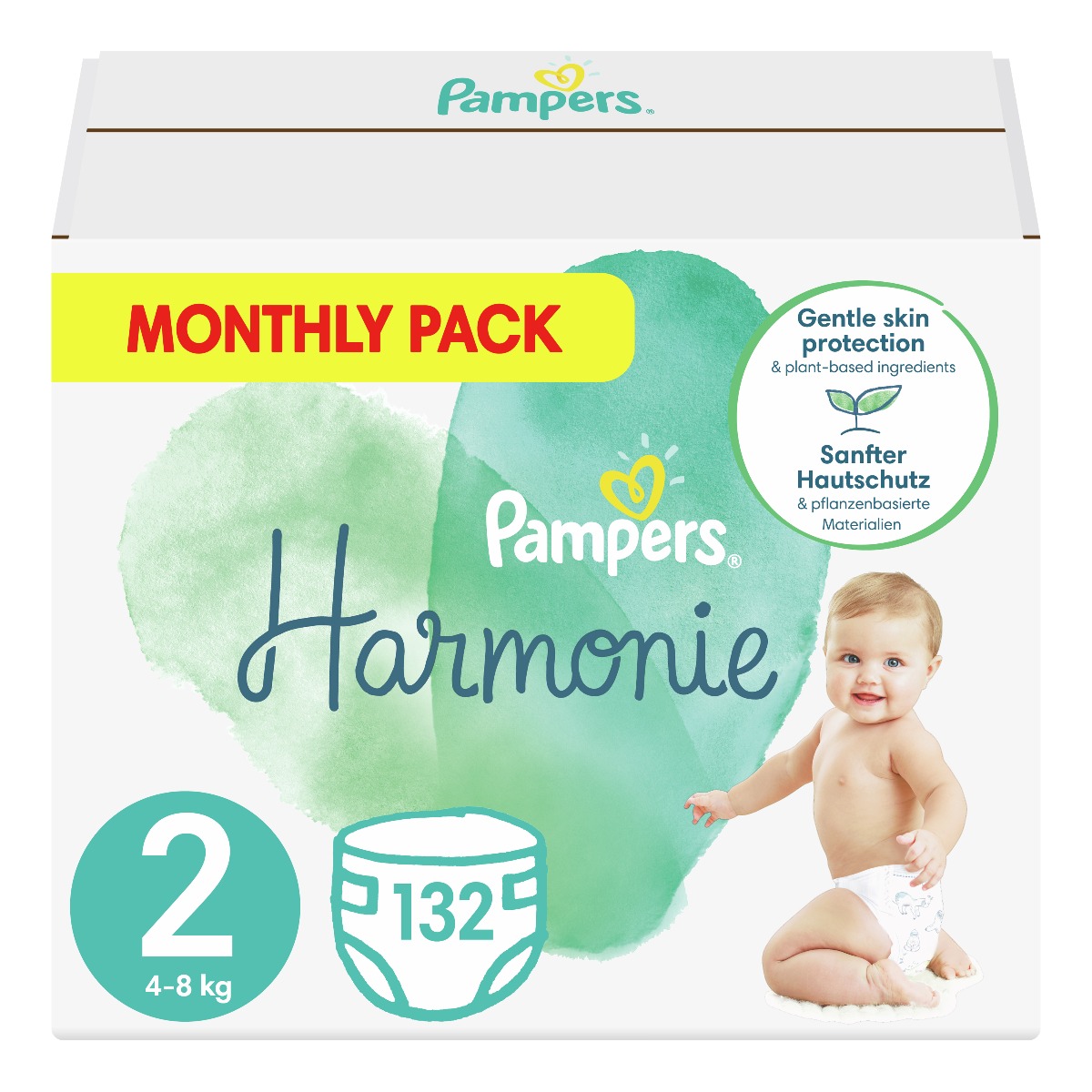 Pampers Harmonie vel. 2 4–8 kg dětské pleny 132 ks Pampers