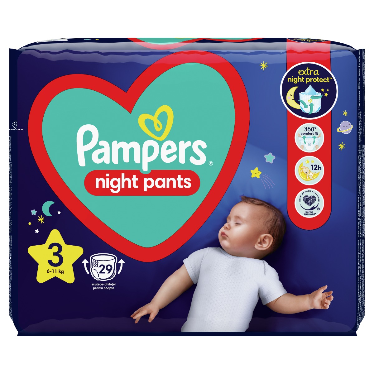 Pampers Night Pants vel. 3 6–11 kg dětské plenkové kalhotky 29 ks Pampers