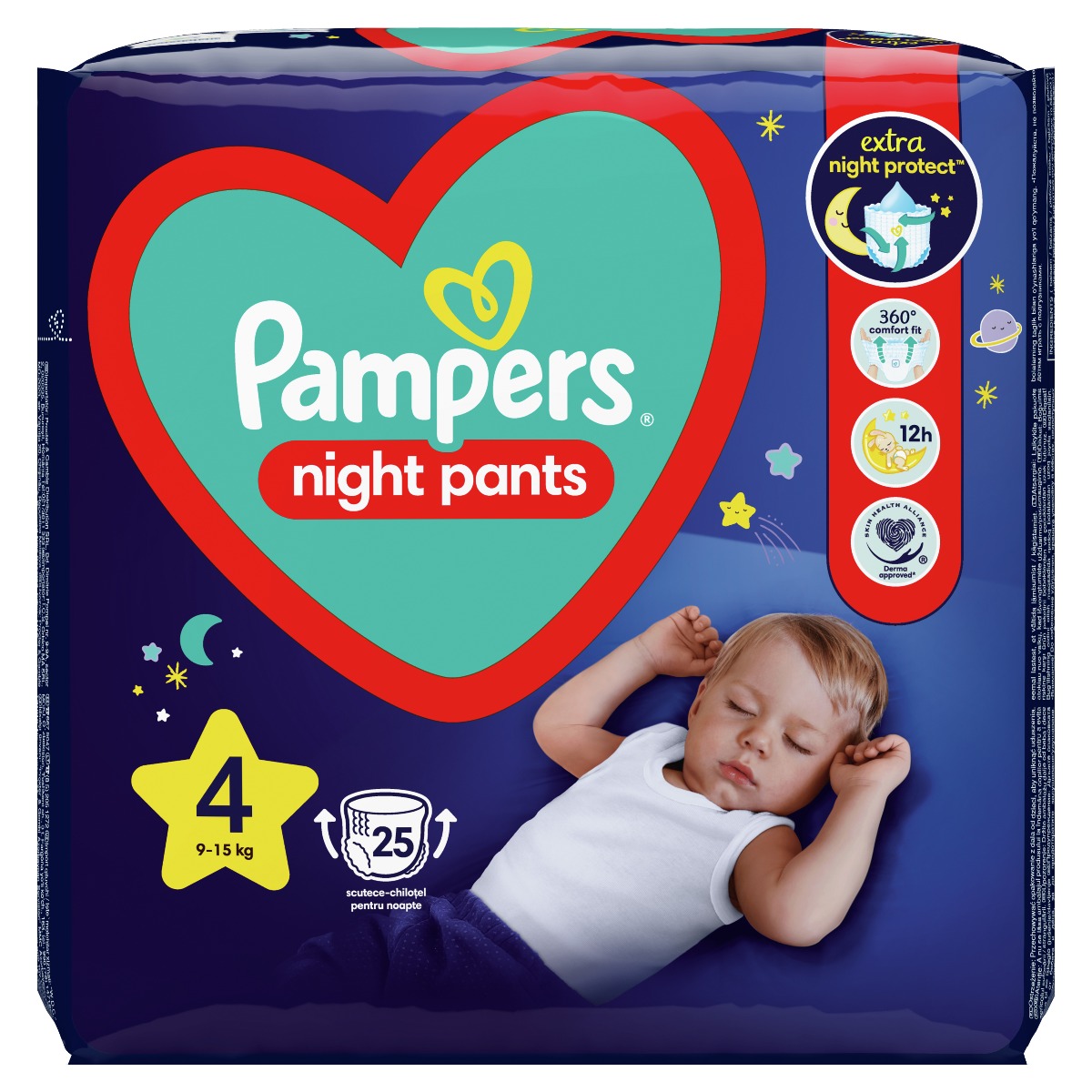 Pampers Night Pants vel. 4 9–15 kg dětské plenkové kalhotky 25 ks Pampers