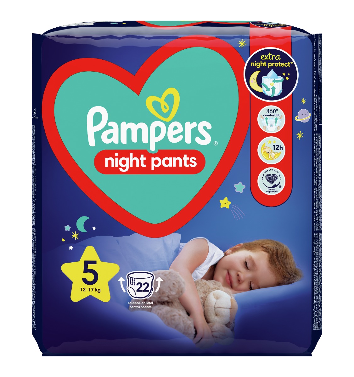 Pampers Night Pants vel. 5 12–17 kg dětské plenkové kalhotky 22 ks Pampers