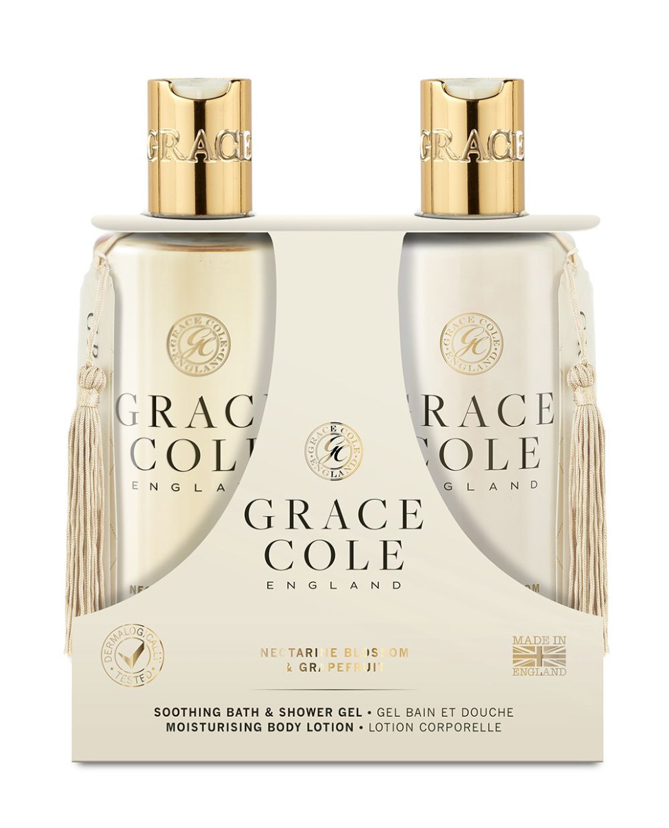 Grace Cole Nectarine Blossom & Grapefruit sprchový gel + hydratační tělové mléko 2x300 ml Grace Cole