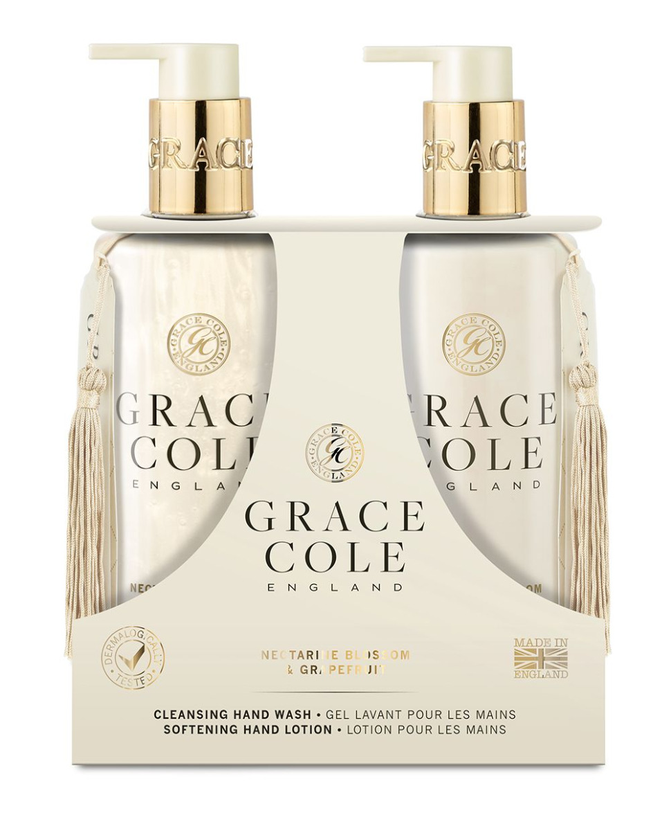Grace Cole Nectarine Blossom & Grapefruit tekuté mýdlo + mléko na ruce 2x300 ml Grace Cole