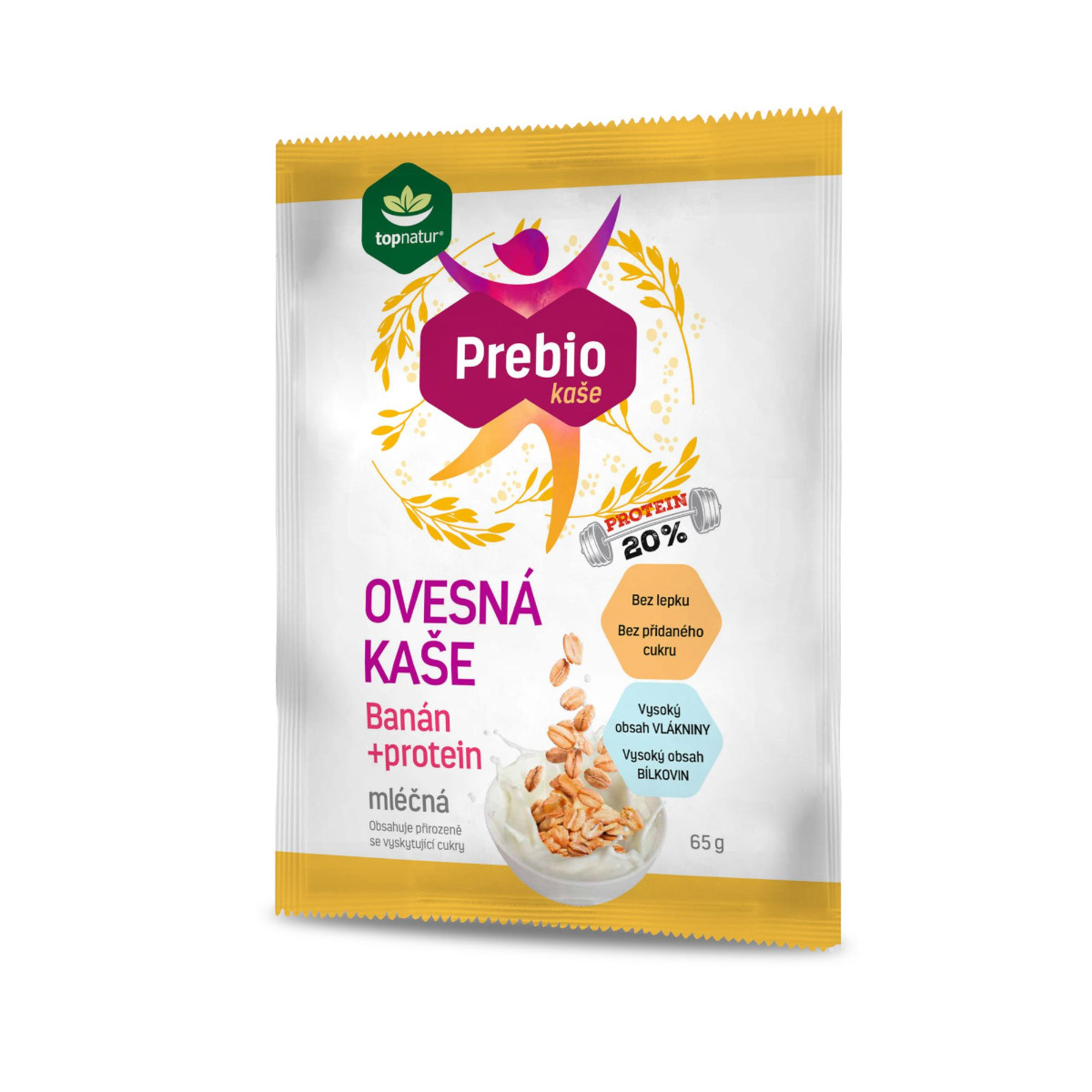 Topnatur Prebio ovesná kaše banán + protein 65 g Topnatur