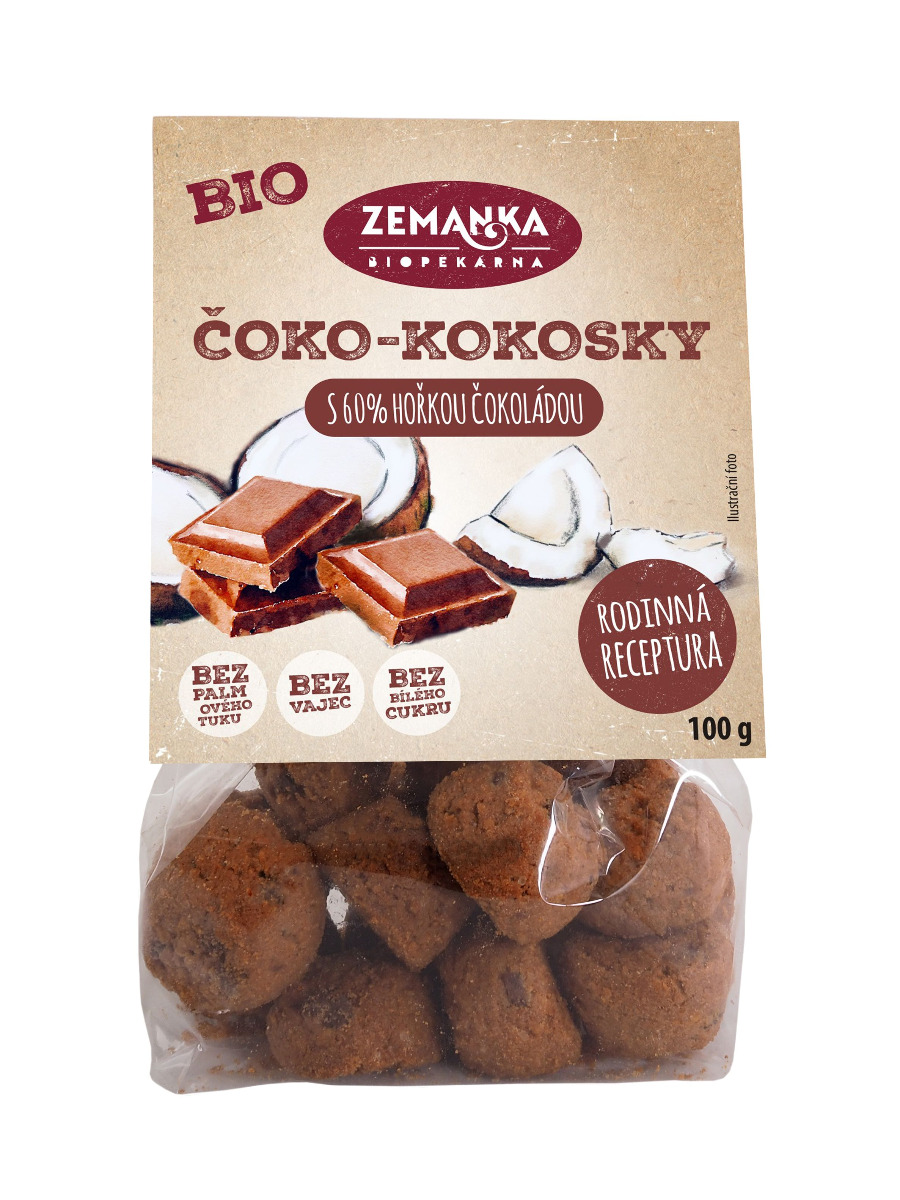 Zemanka BIO Čoko-kokosky s 60% hořkou čokoládou 100 g Zemanka