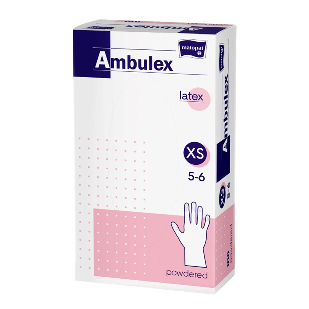 Ambulex Rukavice latexové jemně pudrované vel. XS 100 ks Ambulex