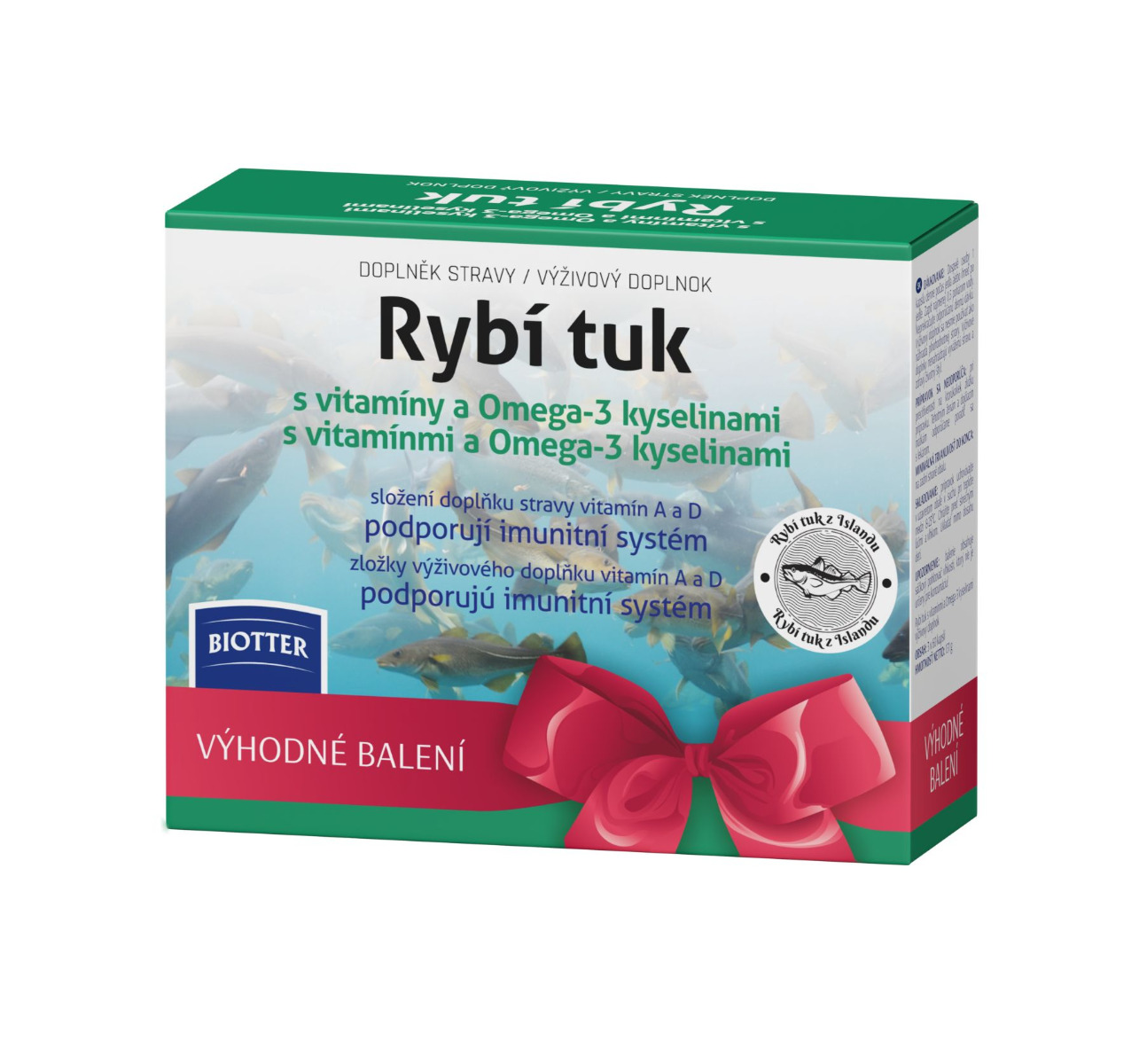 Biotter Rybí tuk s vitamíny a Omega-3 kyselinami 3x60 kapslí Biotter