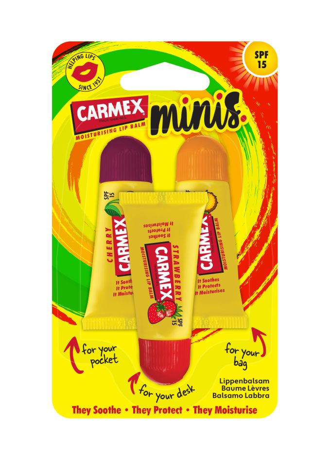 CARMEX Minis Balzámy na rty SPF15 mix 3 ks CARMEX