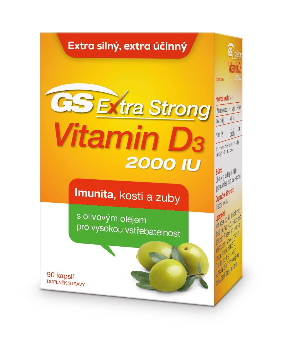 GS Extra Strong Vitamin D3 2000 IU 90 kapslí GS