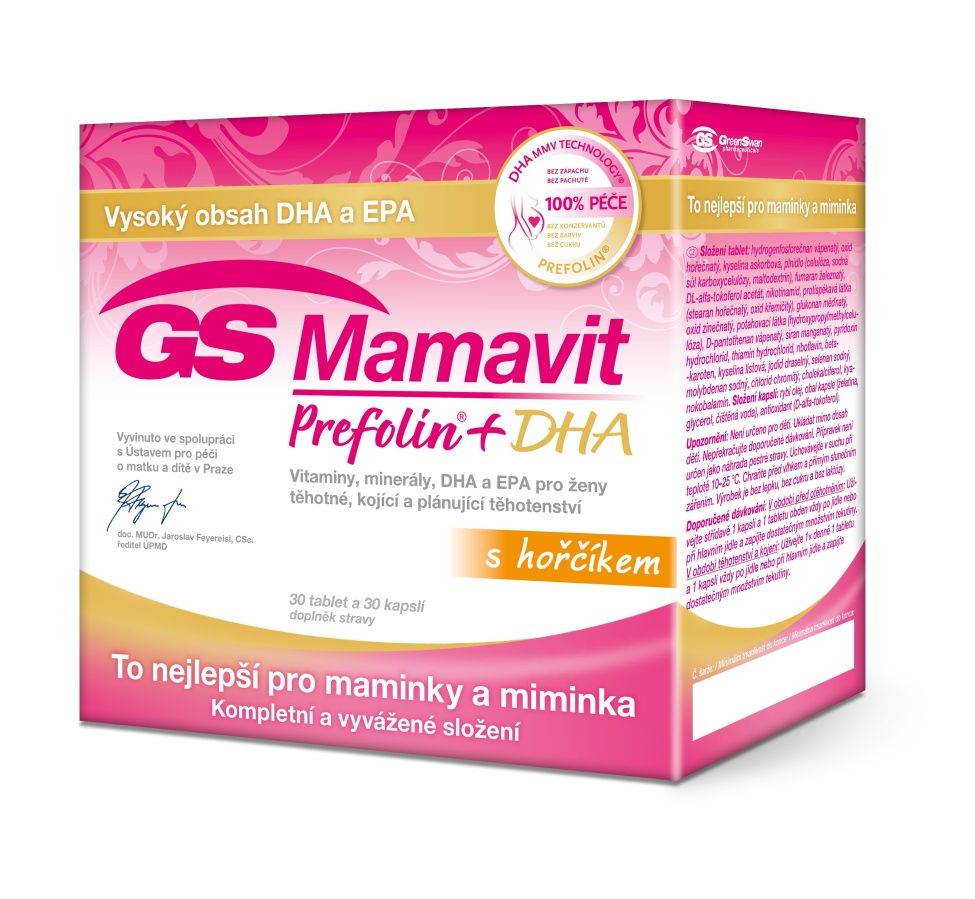 GS Mamavit Prefolin + DHA 30 tablet + 30 kapslí GS