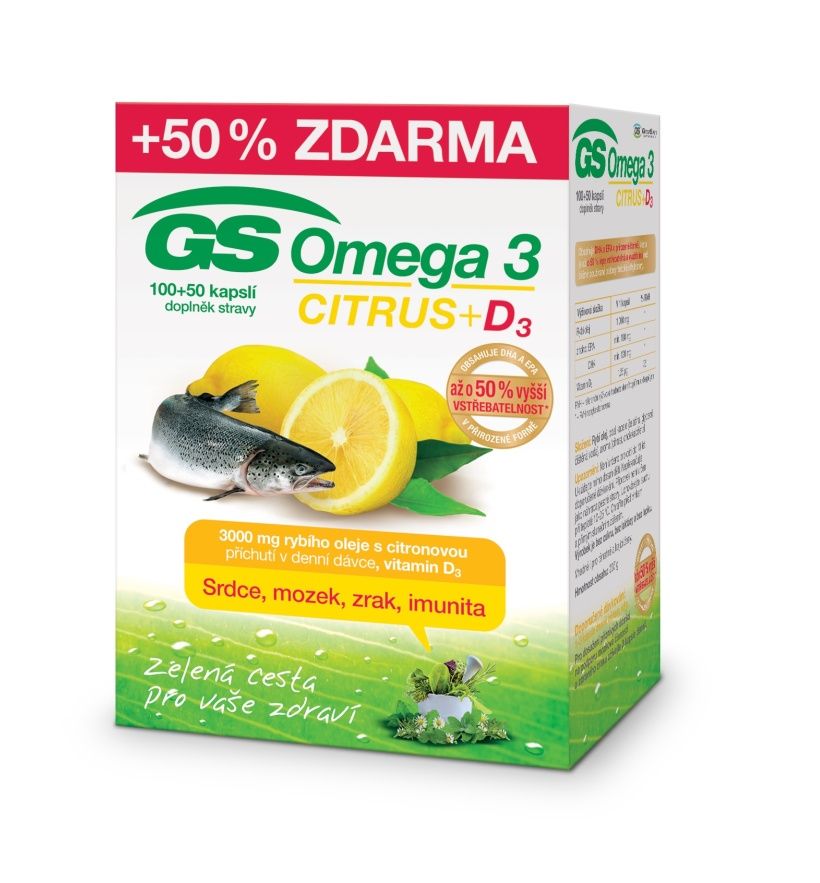 GS Omega 3 CITRUS + D3 100+50 kapslí GS