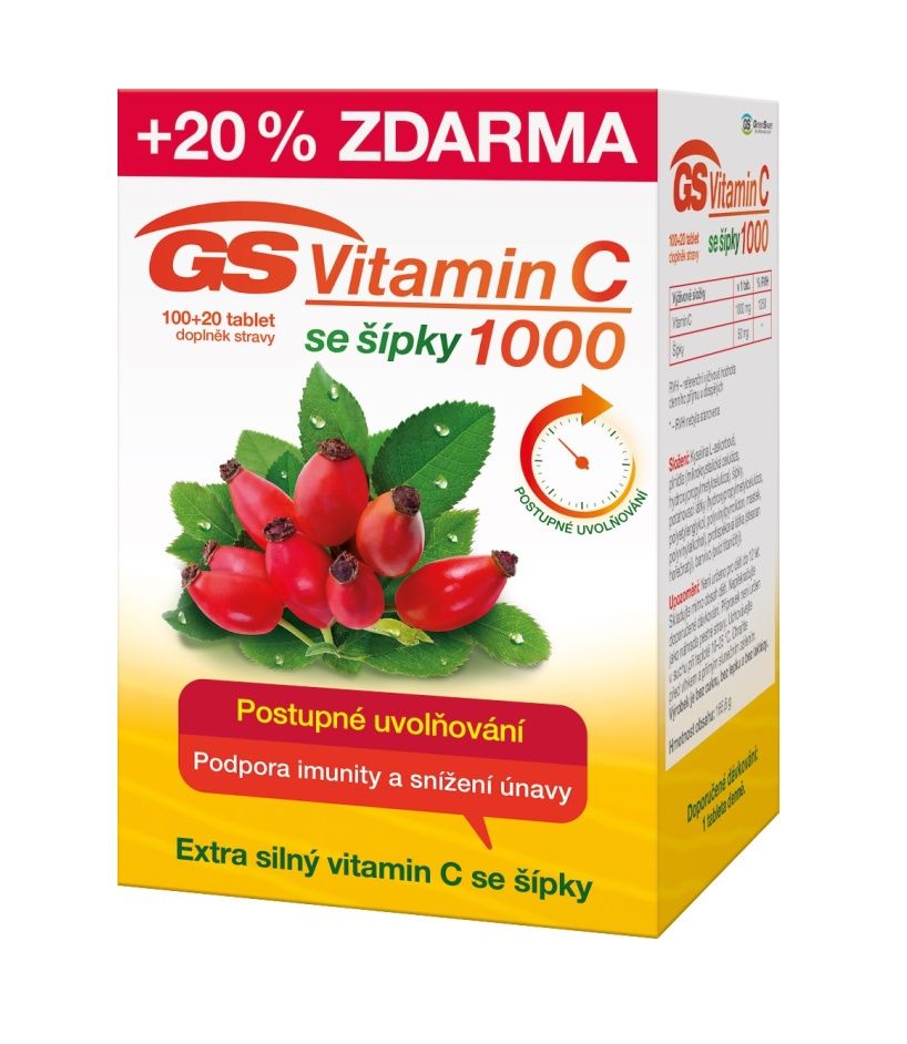 GS Vitamin C 1000 se šípky 100+20 tablet GS