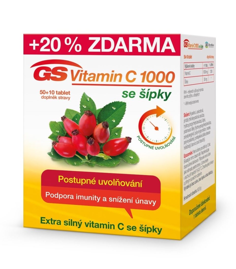 GS Vitamin C 1000 se šípky 50+10 tablet GS