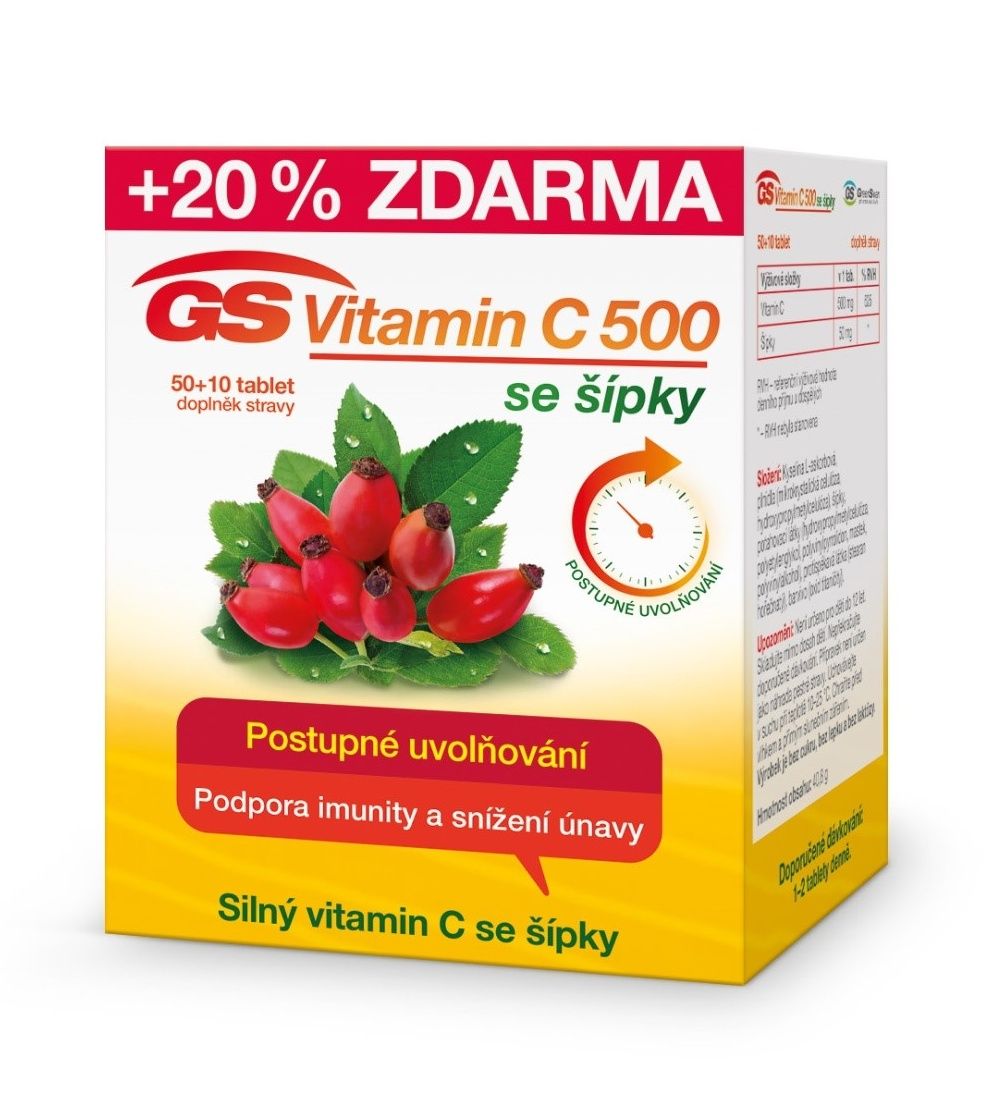GS Vitamin C 500 se šípky 50+10 tablet GS