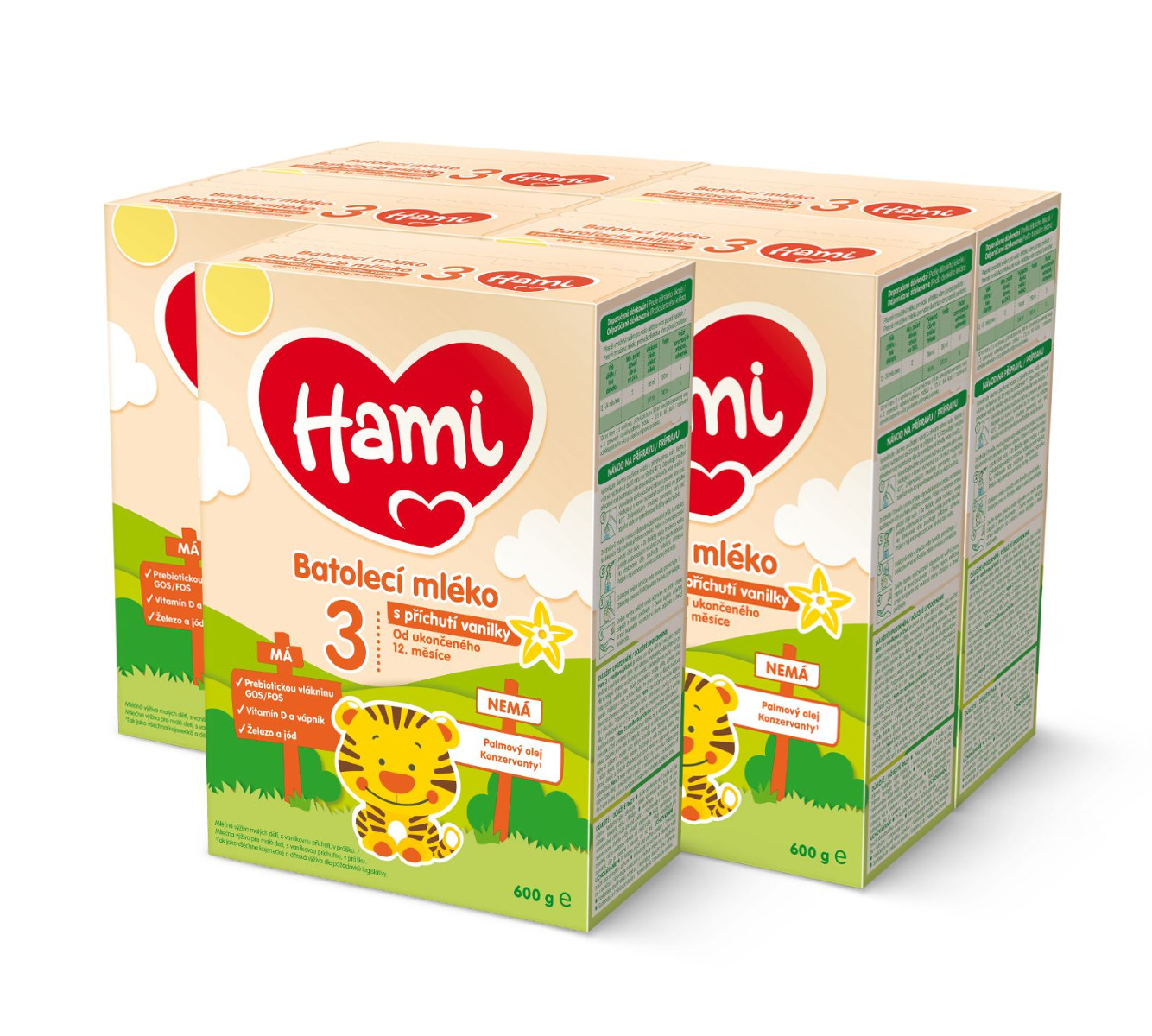Hami 3 s příchutí vanilky 5x600 g Hami