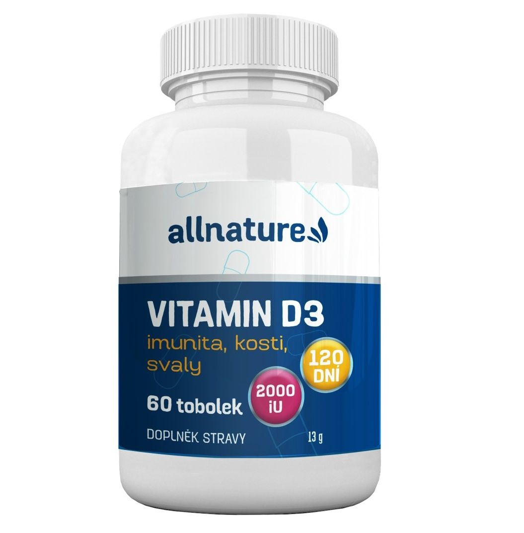 Allnature Vitamín D3 2000 IU 60 tobolek Allnature