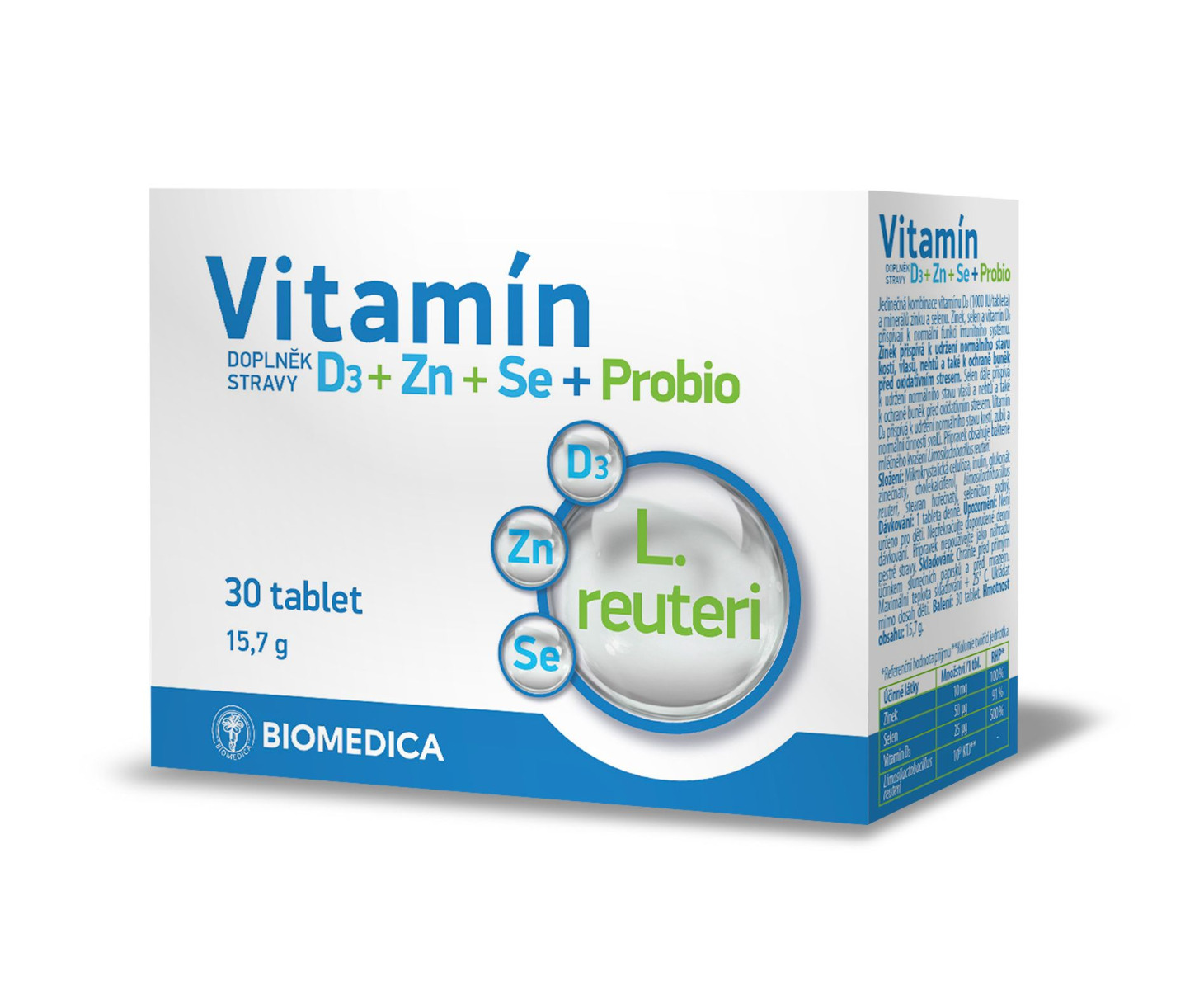 Biomedica Vitamín D3 + Zn + Se + Probio 30 tablet Biomedica