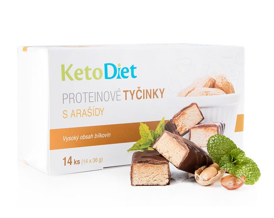 KetoDiet Proteinové tyčinky příchuť arašídy 14 ks KetoDiet