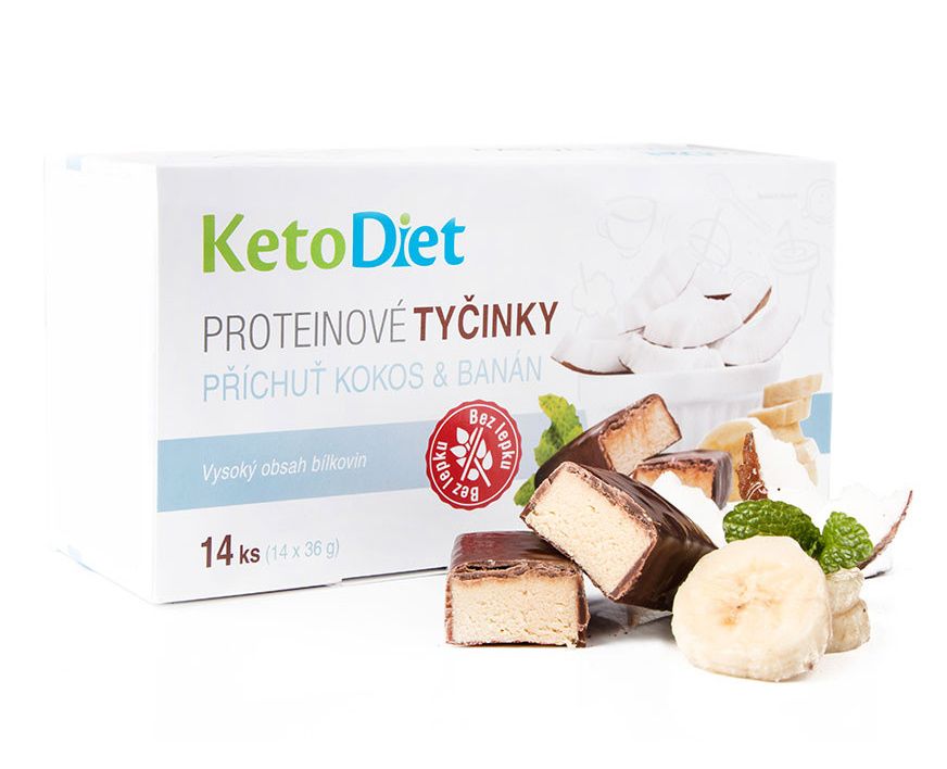 KetoDiet Proteinové tyčinky příchuť banán a kokos 14 ks KetoDiet