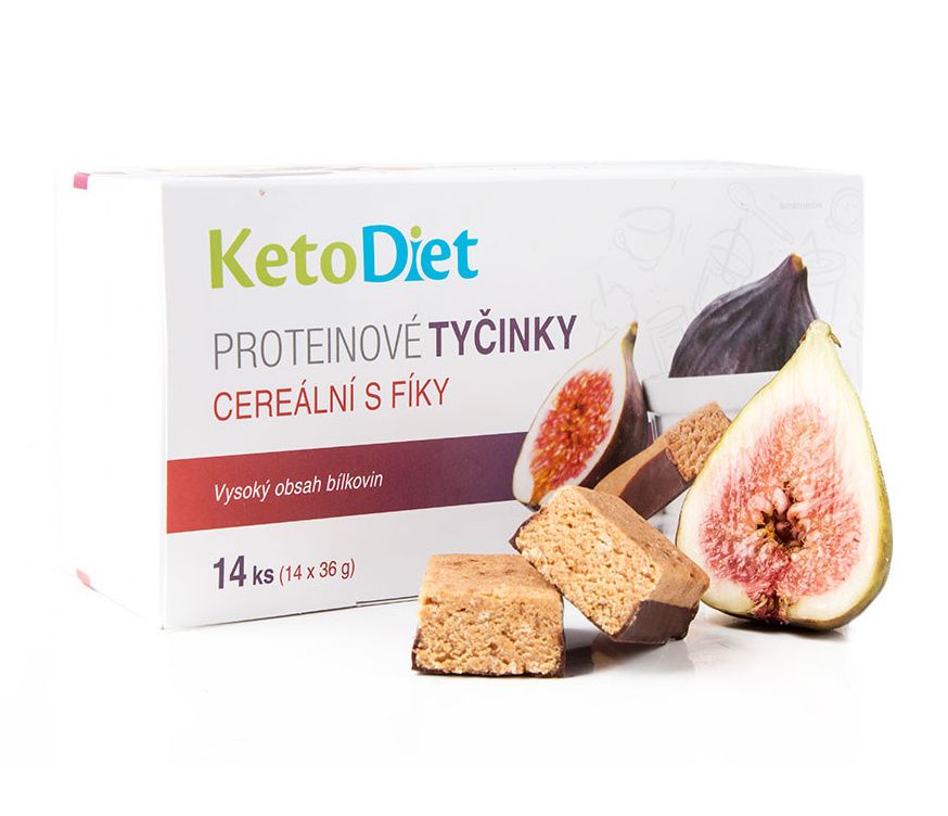 KetoDiet Proteinové tyčinky příchuť cereální s fíky 14 ks KetoDiet