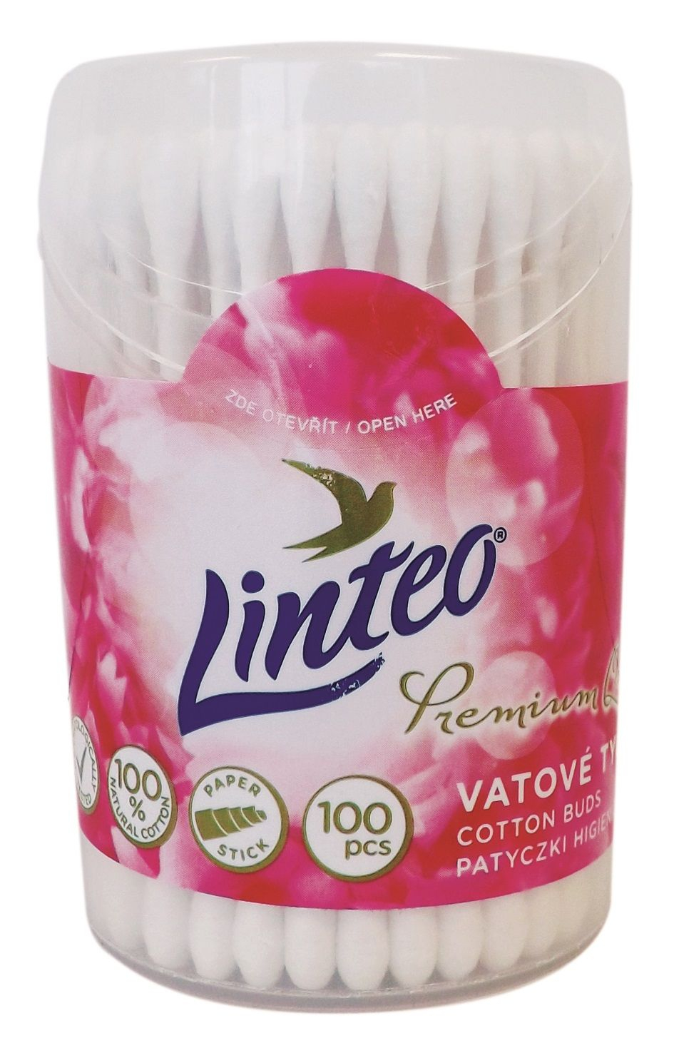 Linteo Premium Vatové tyčinky dóza 100 ks Linteo