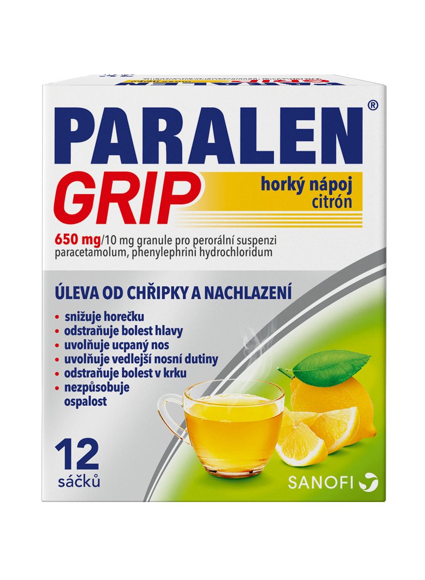Paralen Grip Horký nápoj citrón 12 sáčků Paralen