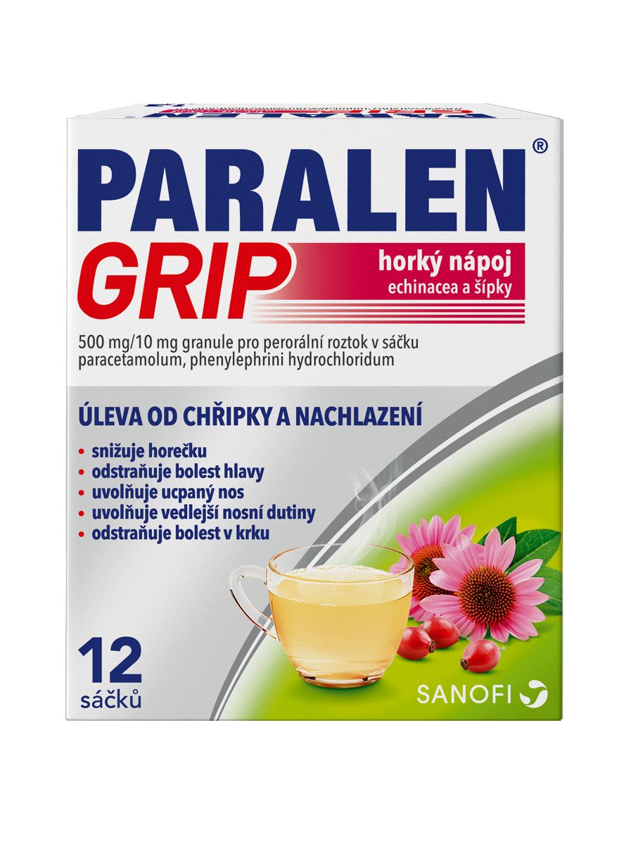 Paralen Grip Horký nápoj echinacea a šípky 12 sáčků Paralen