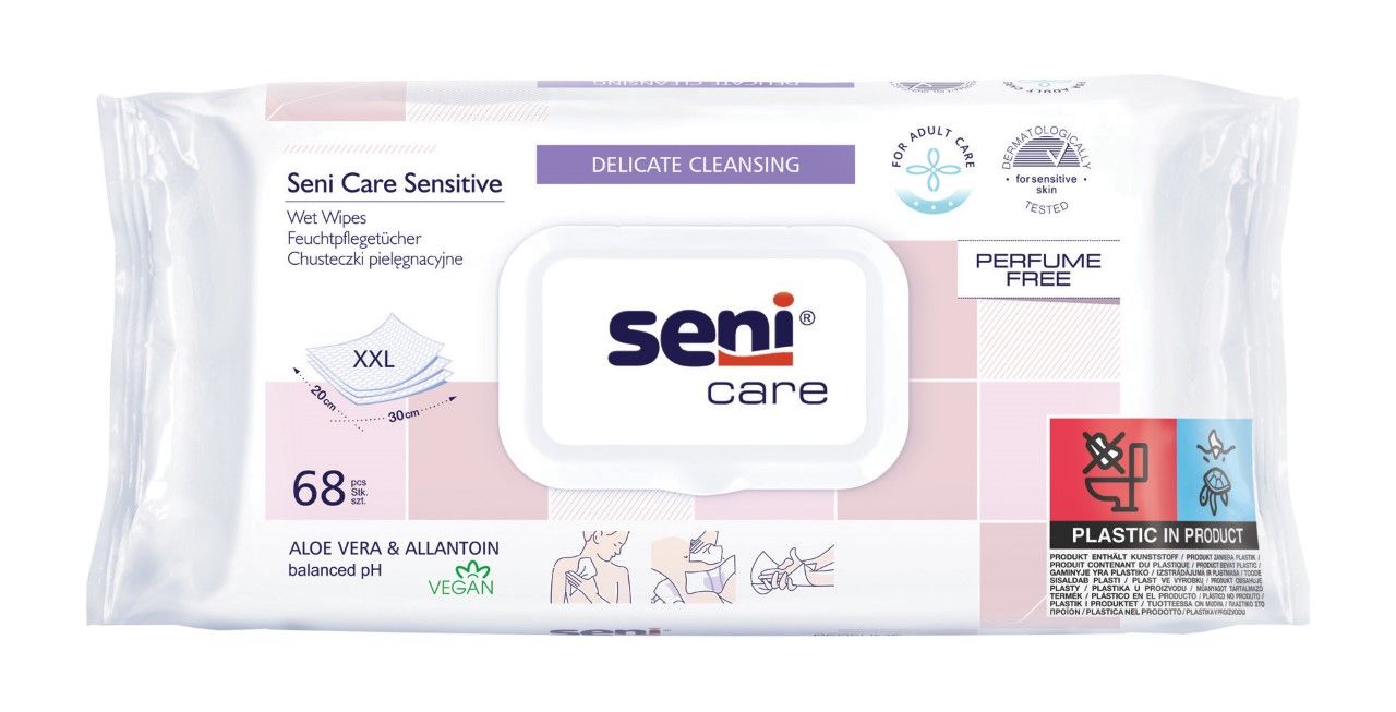 Seni care Vlhčené ubrousky Sensitive 68 ks Seni care