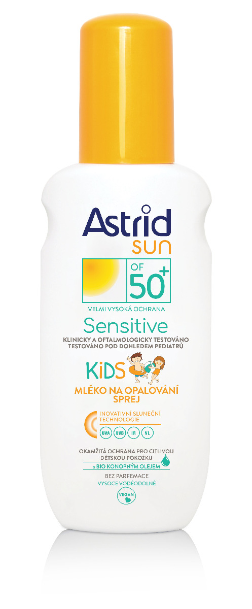 Astrid SUN SENSITIVE Dětské mléko OF 50+ sprej 150 ml Astrid