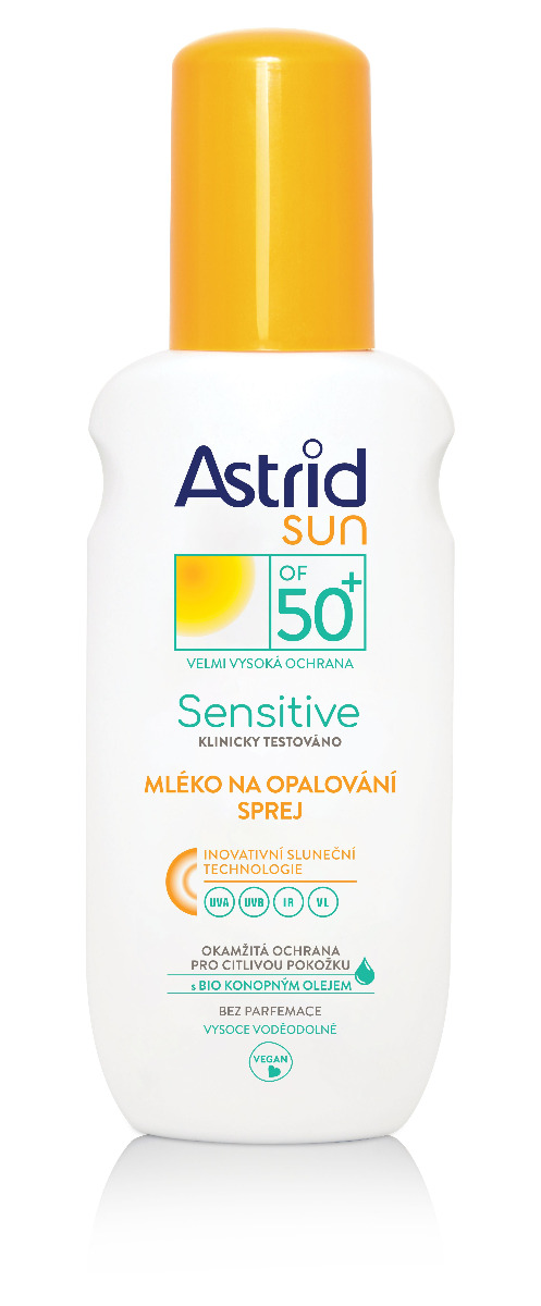 Astrid SUN SENSITIVE Mléko na opalování OF 50+ sprej 150 ml Astrid