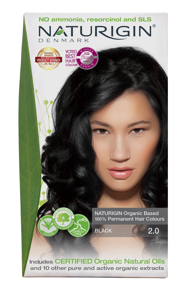 NATURIGIN Organic Based 100% Permanent Hair Colours Black 2.0 barva na vlasy 115 ml NATURIGIN
