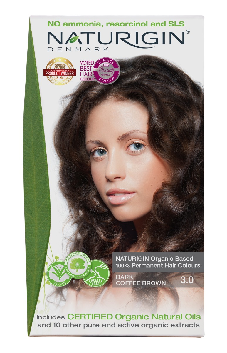 NATURIGIN Organic Based 100% Permanent Hair Colours Dark Coffee Brown 3.0 barva na vlasy 115 ml NATURIGIN
