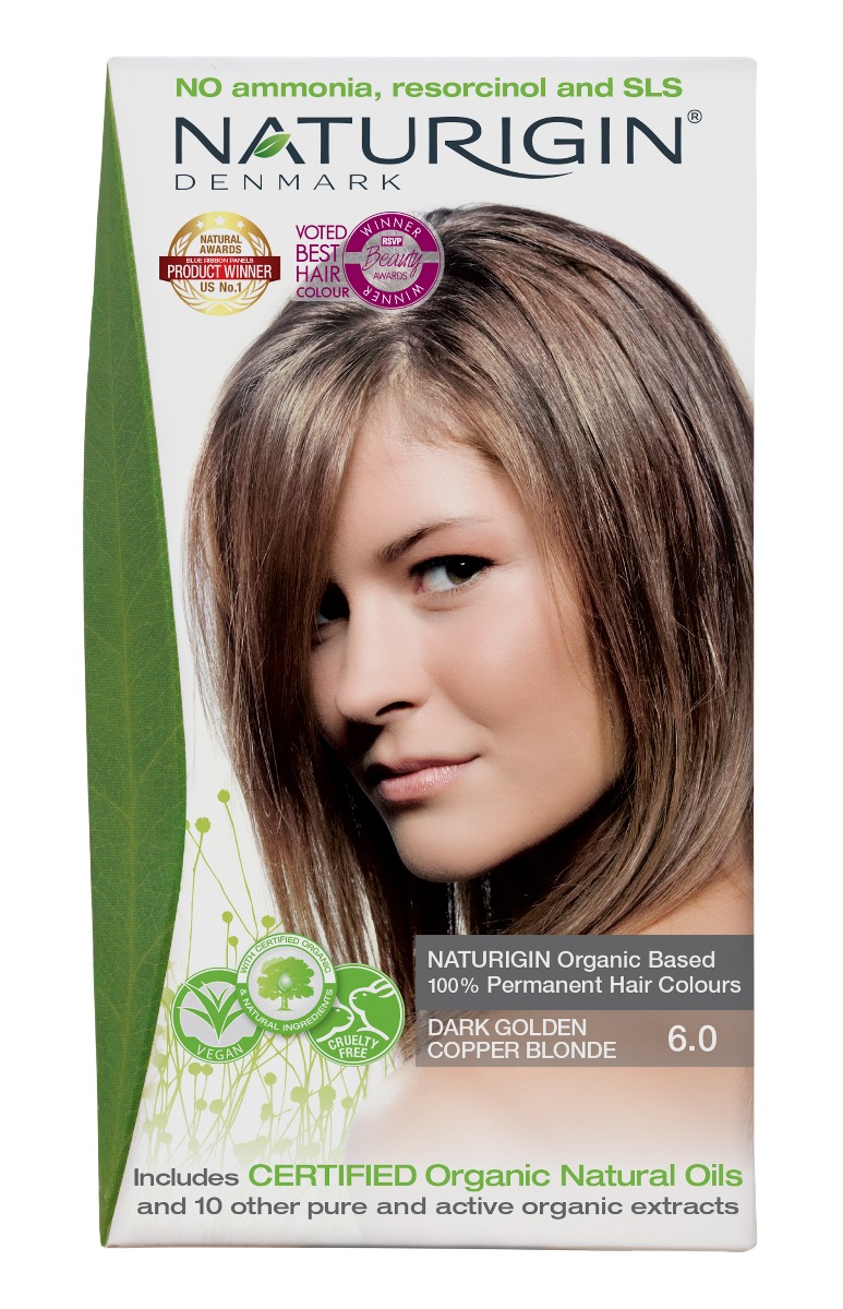 NATURIGIN Organic Based 100% Permanent Hair Colours Dark Golden Copper Blonde 6.0 barva na vlasy 115 ml NATURIGIN