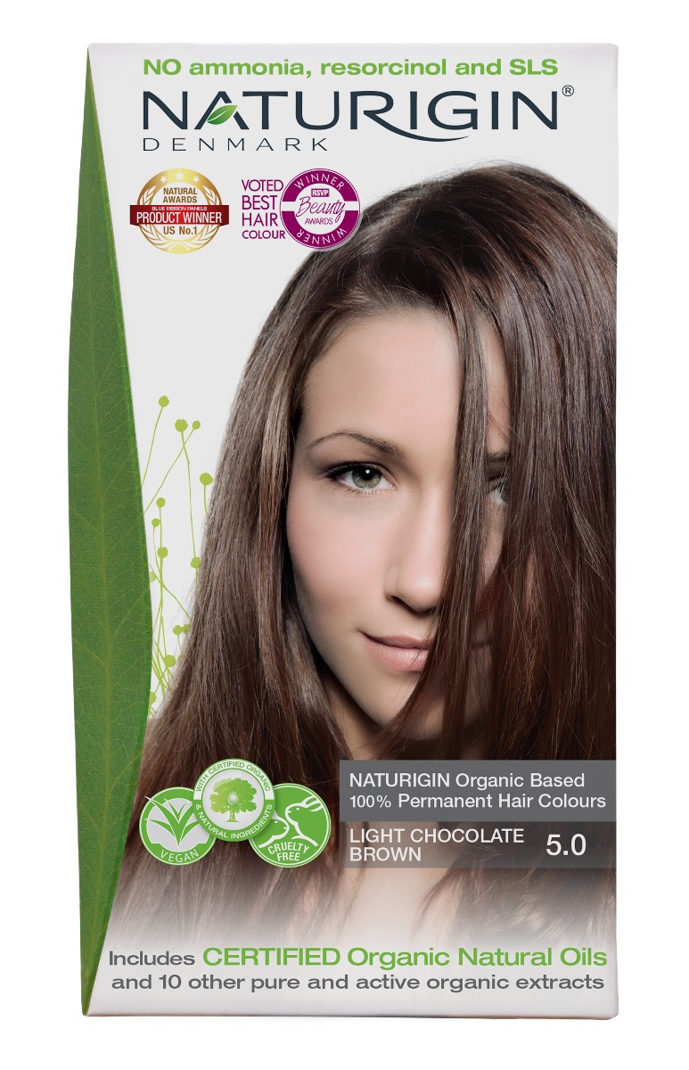 NATURIGIN Organic Based 100% Permanent Hair Colours Light Chocolate Brown 5.0 barva na vlasy 115 ml NATURIGIN