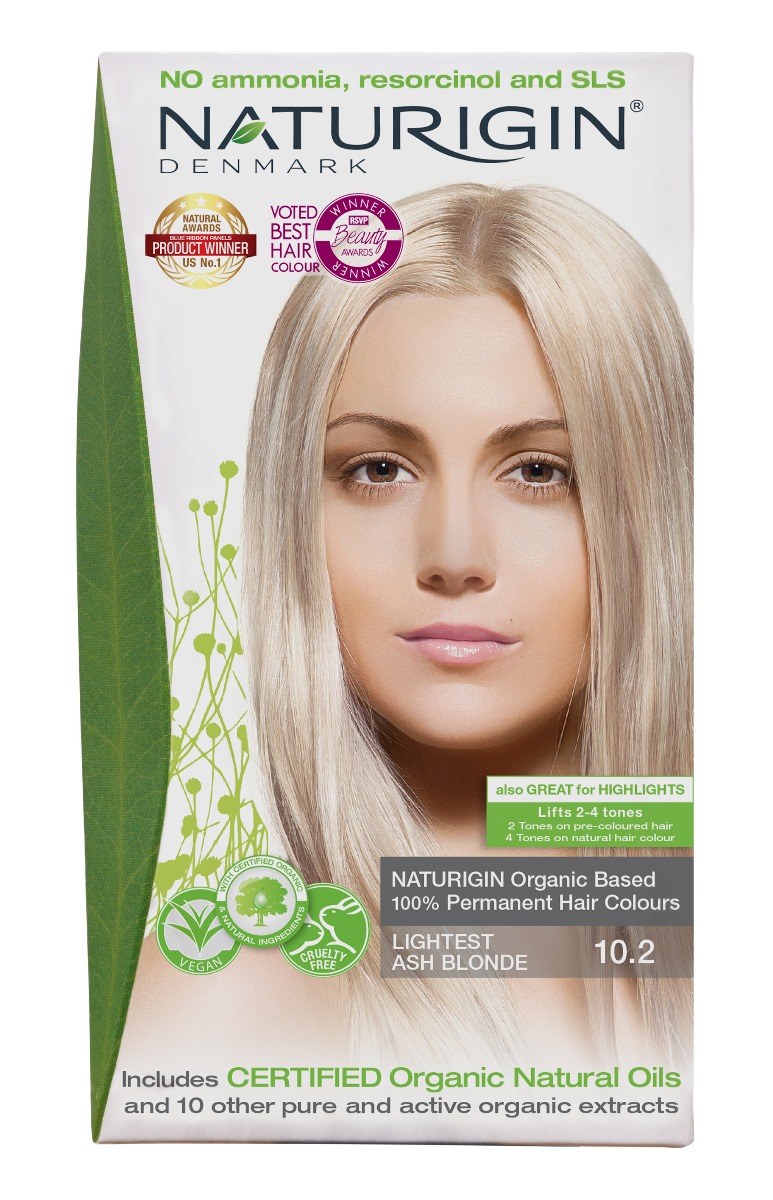 NATURIGIN Organic Based 100% Permanent Hair Colours Lightest Blonde Ash 10.2 barva na vlasy 115 ml NATURIGIN