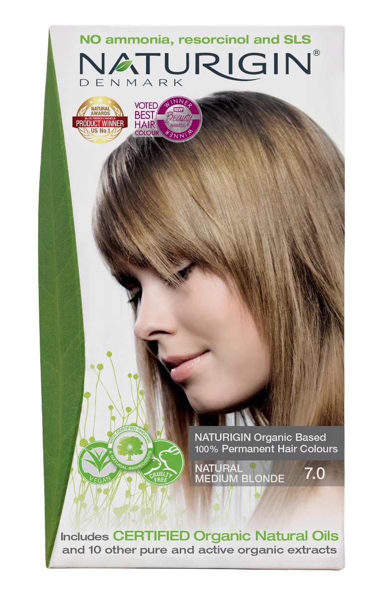 NATURIGIN Organic Based 100% Permanent Hair Colours Natural Medium Blonde 7.0 barva na vlasy 115 ml NATURIGIN