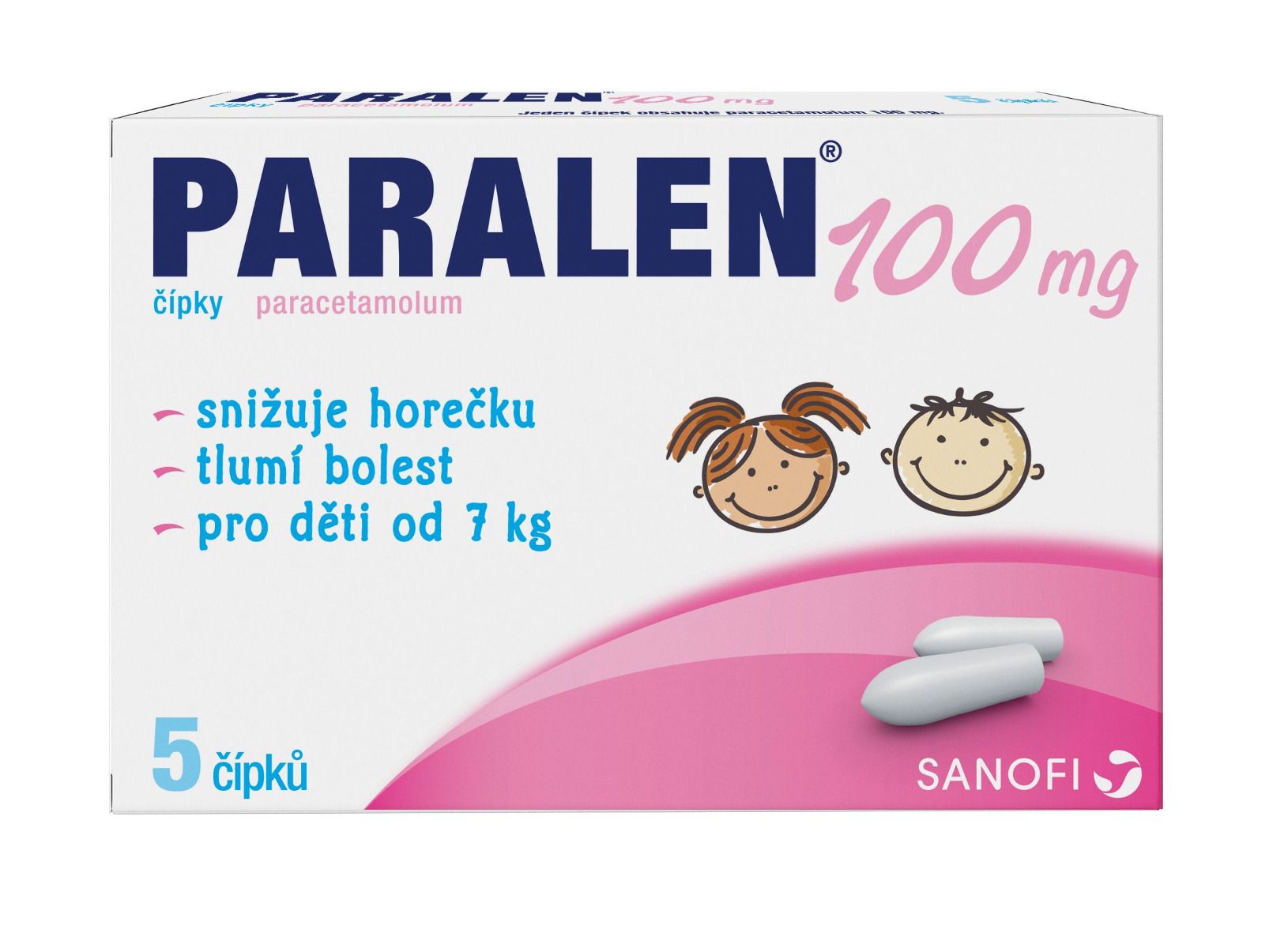 Paralen 100 mg 5 čípků Paralen