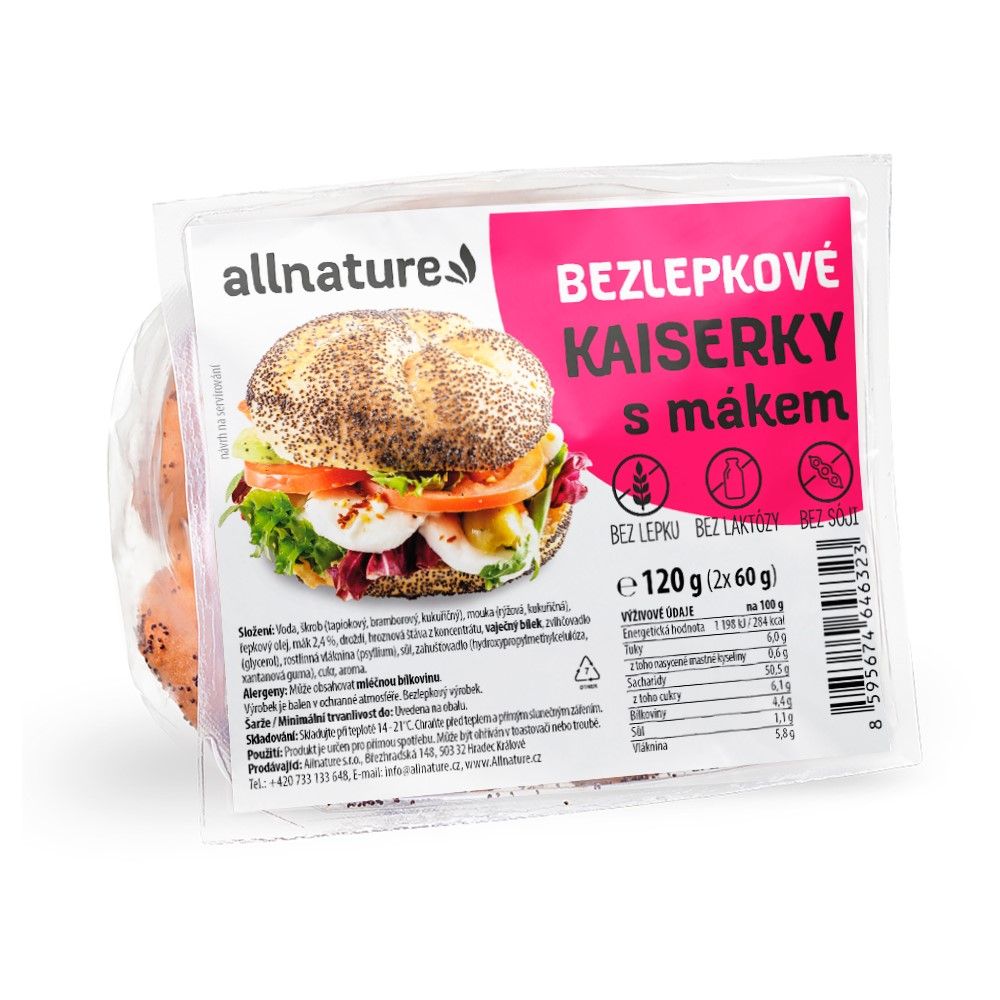 Allnature Bezlepková kaiserka s mákem 2x60 g Allnature