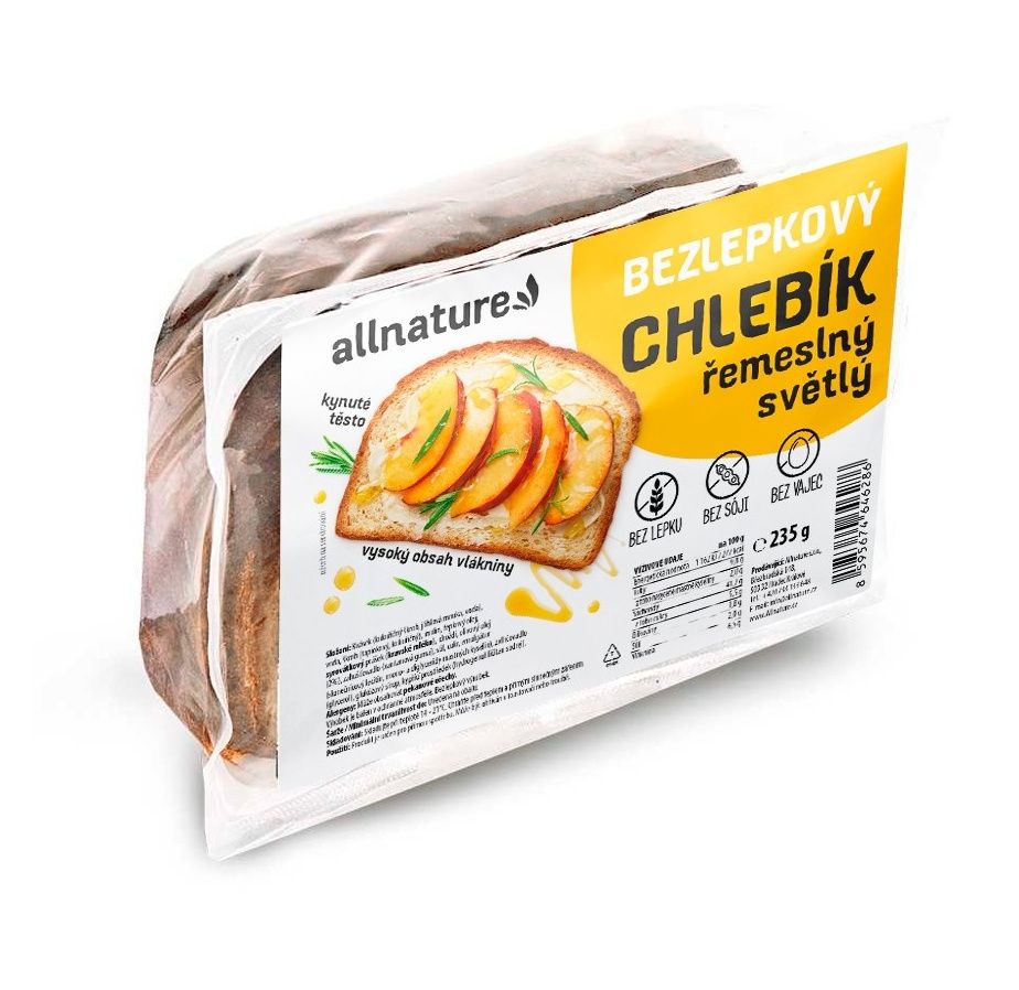 Allnature Bezlepkový chlebík řemeslný světlý 235 g Allnature