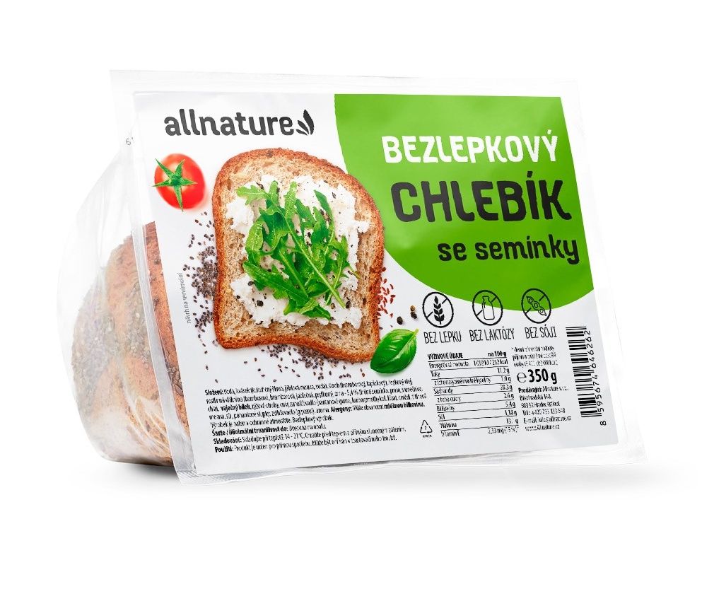 Allnature Bezlepkový chlebík se semínky 350 g Allnature
