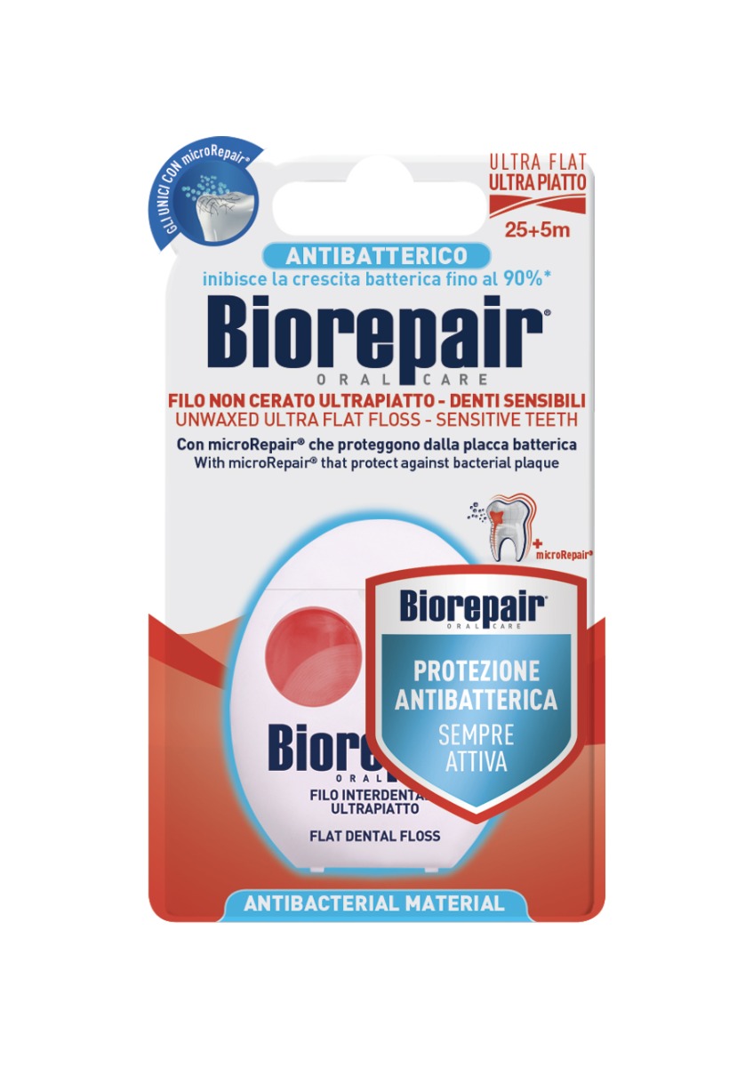 BioRepair Zubní nit nevoskovaná ultra plochá na citlivé zuby 30 m BioRepair