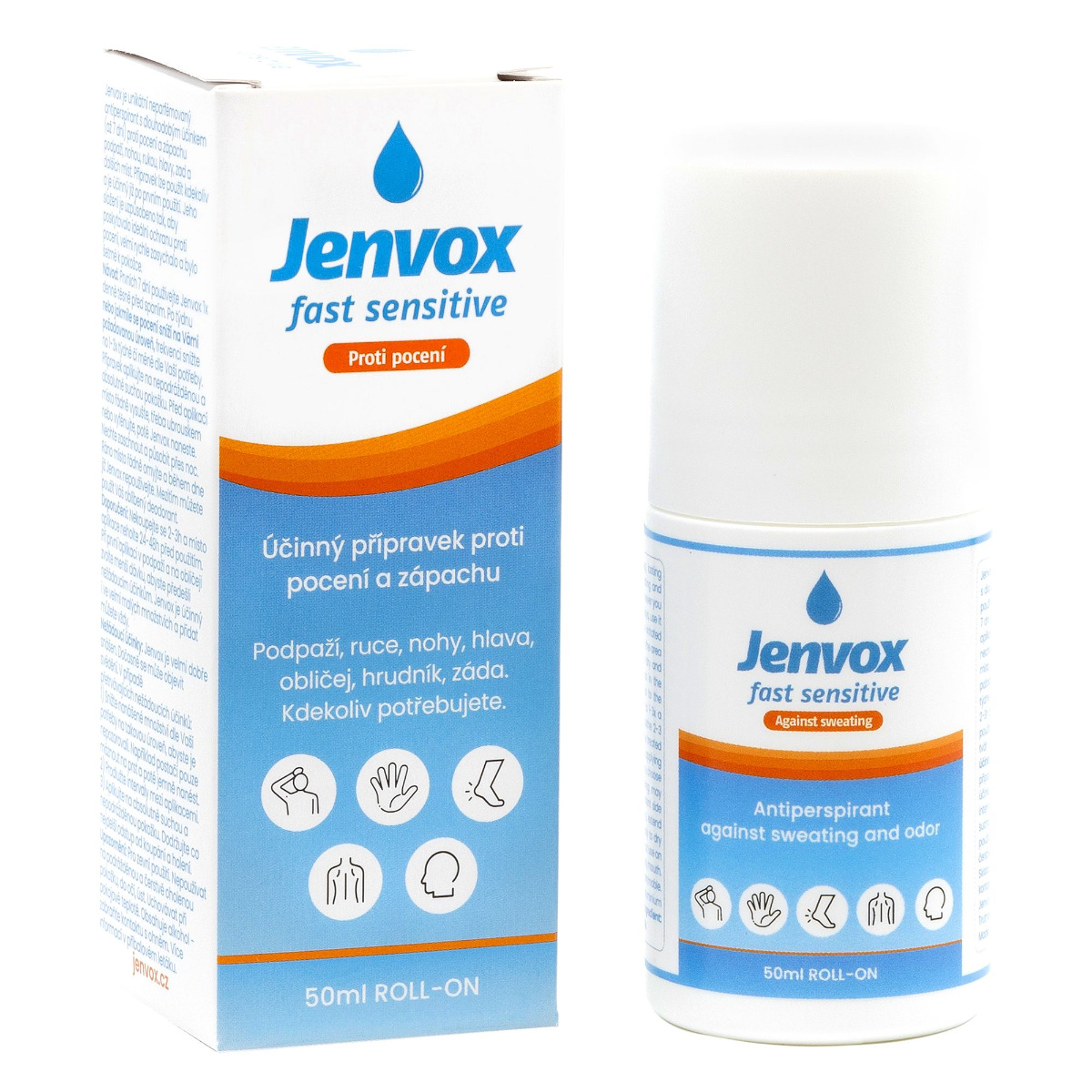 Jenvox Fast Sensitive proti pocení a zápachu roll-on 50 ml Jenvox