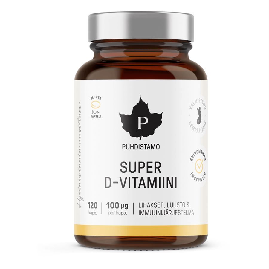 Puhdistamo Super Vitamin D 4000 IU 120 kapslí Puhdistamo