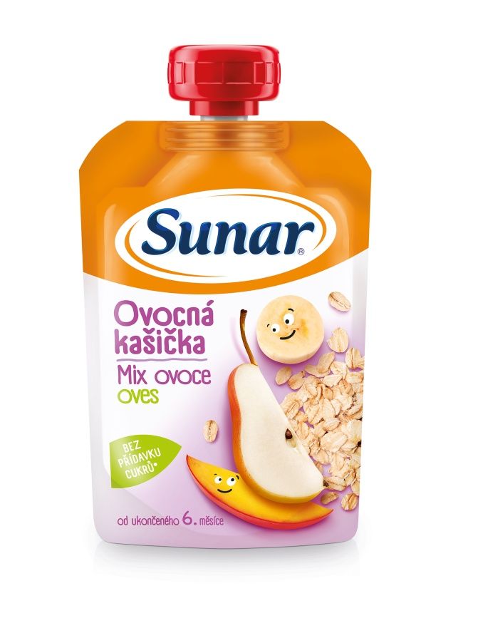 Sunar Ovocná kašička mix ovoce ovesné vločky 120 g Sunar