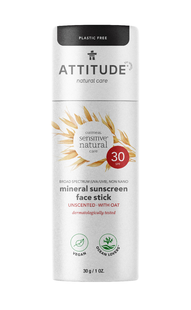 ATTITUDE 100% minerální ochranná tyčinka na obličej a rty pro citlivou a atopickou pokožku SPF30 30 g ATTITUDE