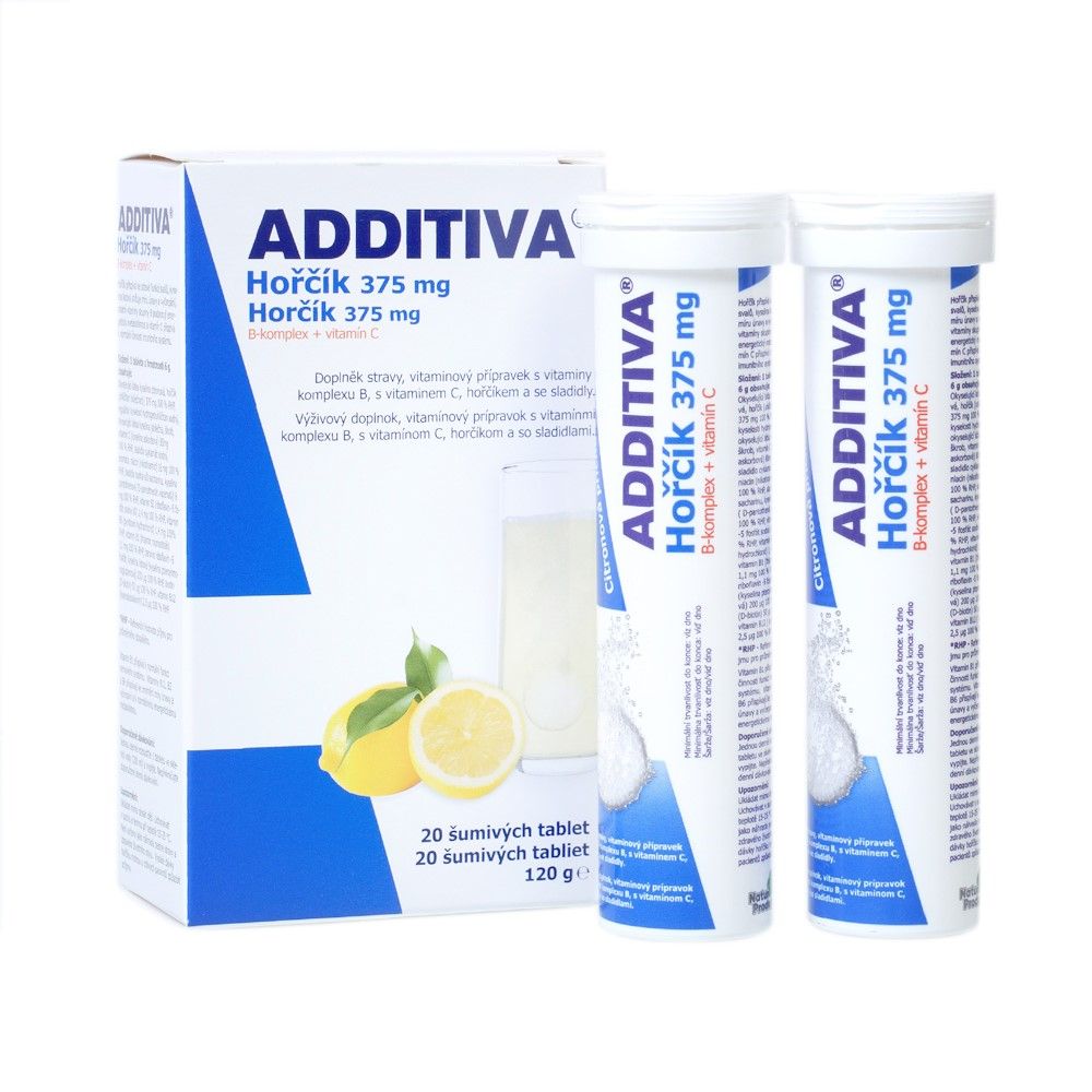 Additiva Horčík 375 mg + B-komplex + vitamín C 2x10 šumivých tablet Additiva