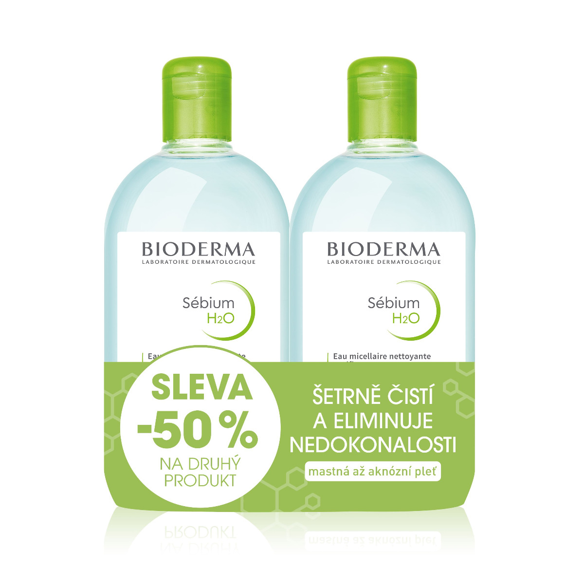 BIODERMA Sébium H2O micelární voda 500 ml 1+1 Festival BIODERMA