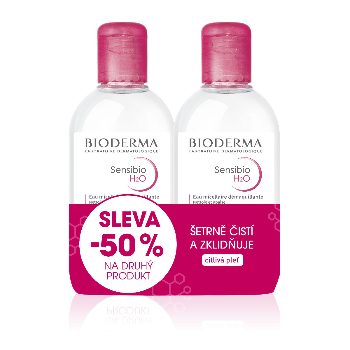 BIODERMA Sensibio H2O micelární voda 250 ml 1+1 Festival BIODERMA