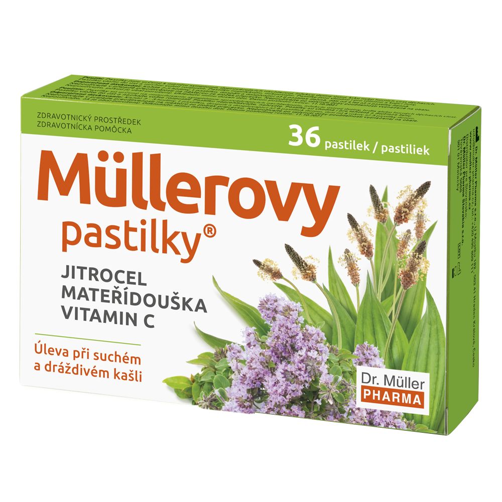 Dr. Müller Müllerovy pastilky s jitrocelem a mateřídouškou 36 pastilek Dr. Müller