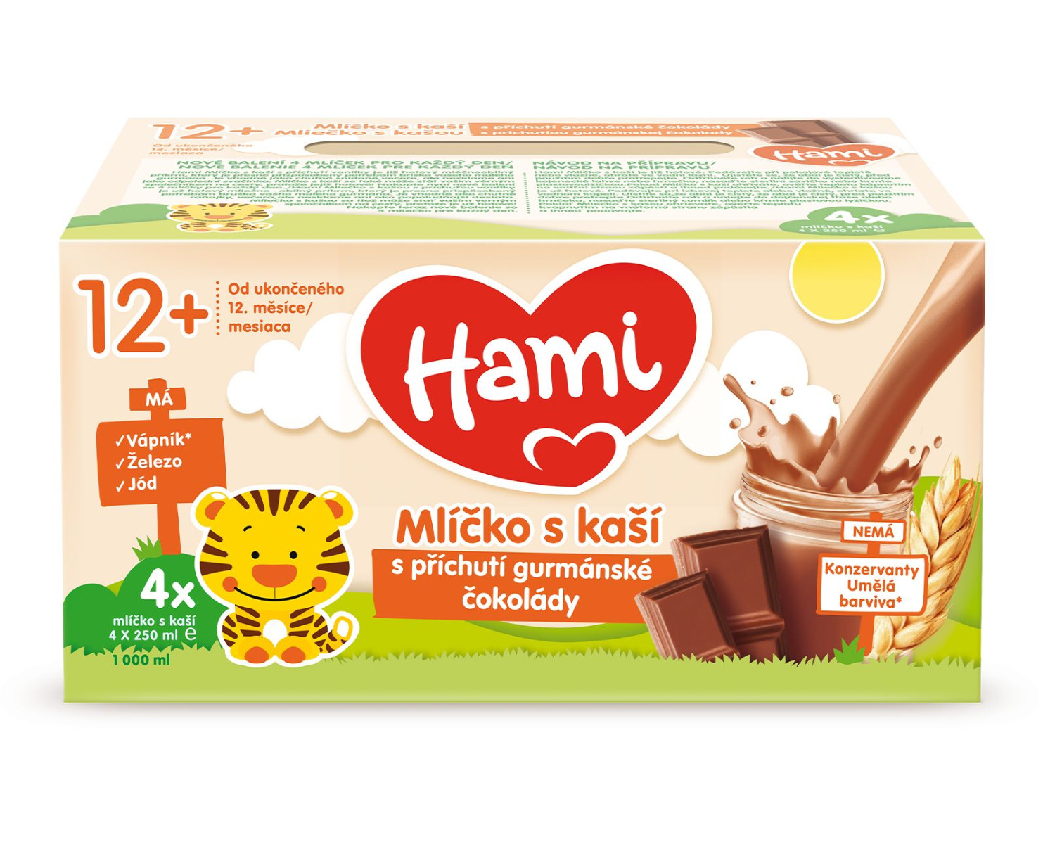 Hami Mlíčko s kaší s příchutí čokolády 4x250 ml Hami