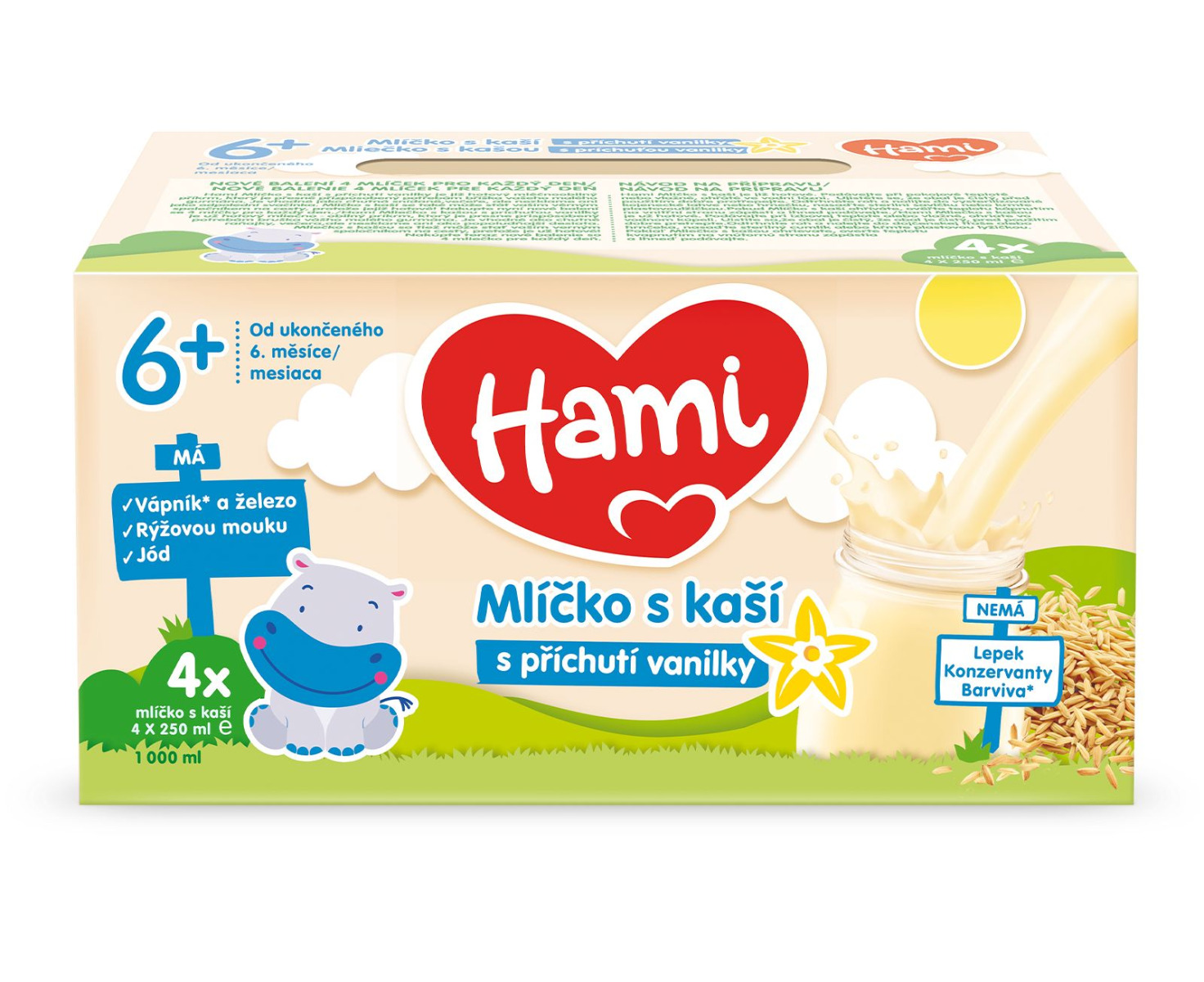 Hami Mlíčko s kaší s příchutí vanilky 4x250 ml Hami